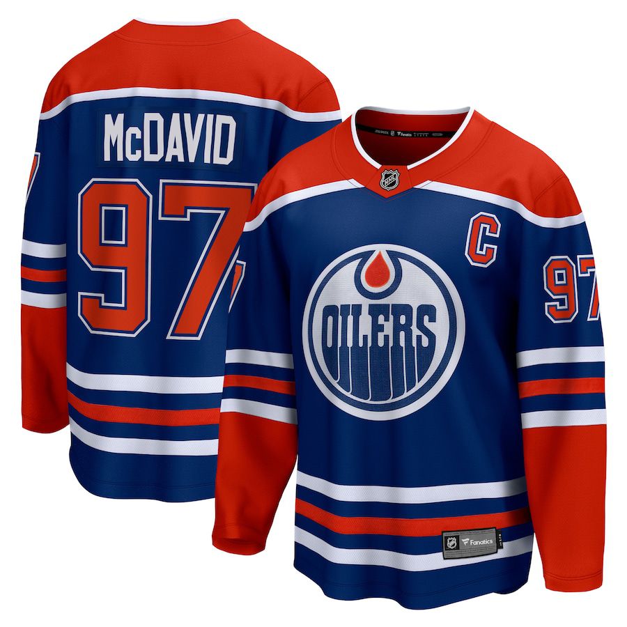 Men Edmonton Oilers 97 Connor McDavid Fanatics Branded Royal Home Premier Breakaway Player NHL Jersey